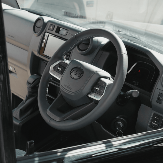 Basic grey leather 300 style steering wheel upgrade kit for Toyota