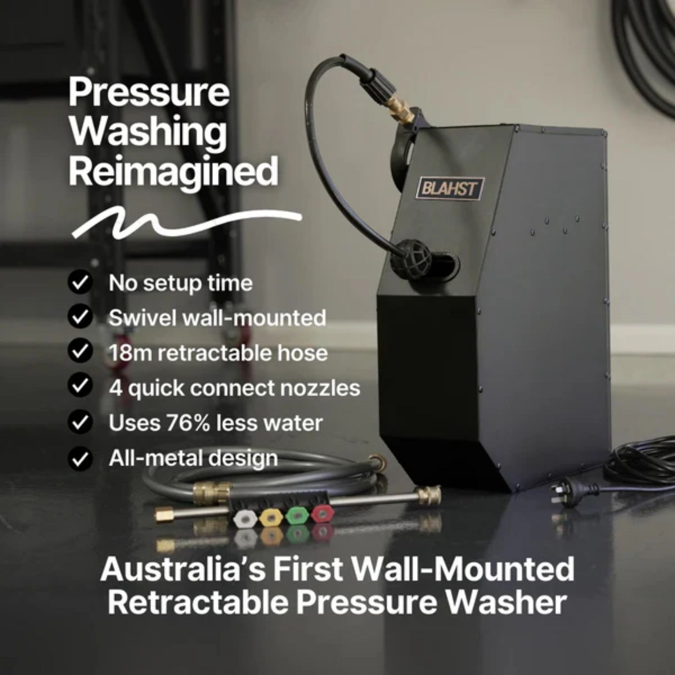 BLAHST R18 Wall-Mounted pressure washer + Swivel gun pro
